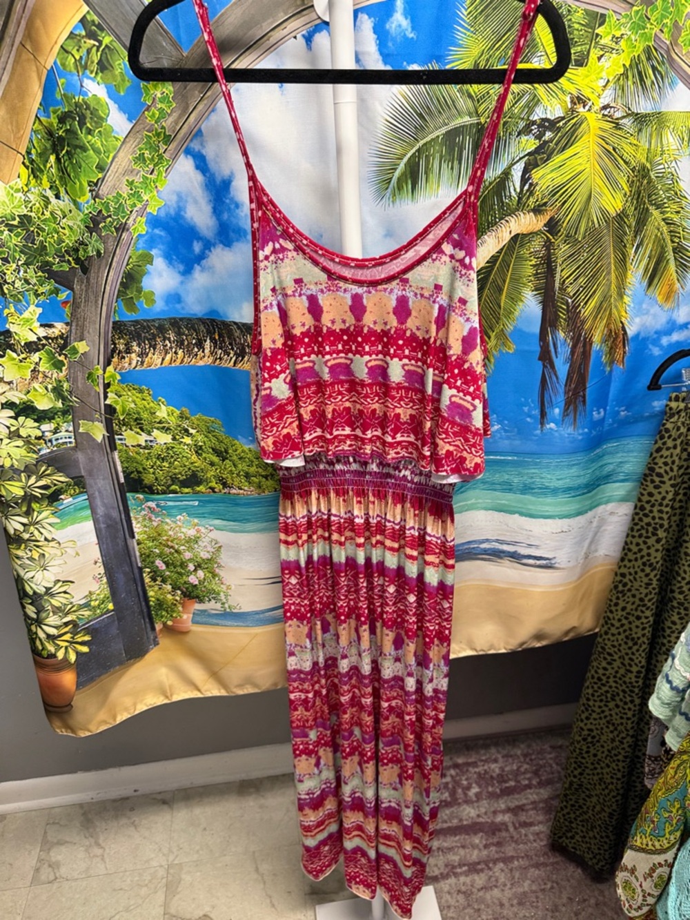 Sleeveless Pink Patterned Maxi Dress